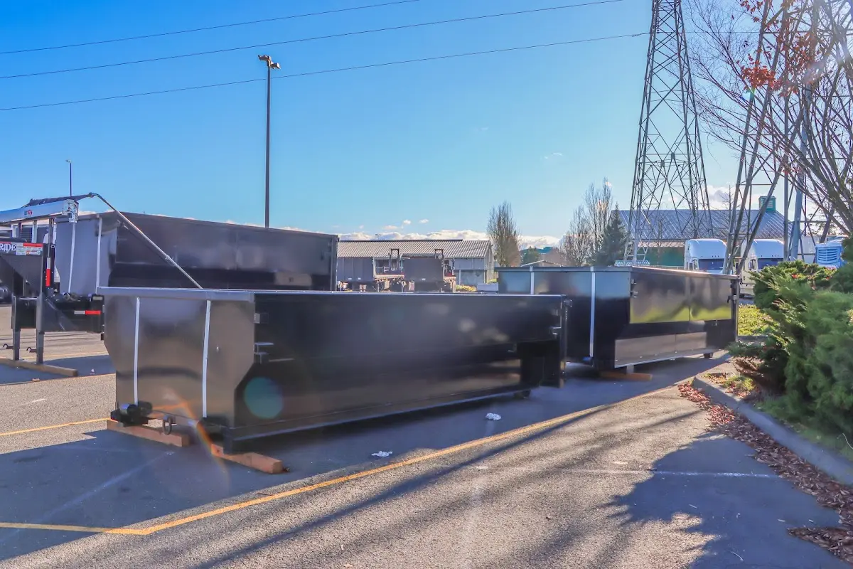 Roll-off dumpster ready for waste disposal at job site for Construction Dumpster Rental in Cherry Hill
